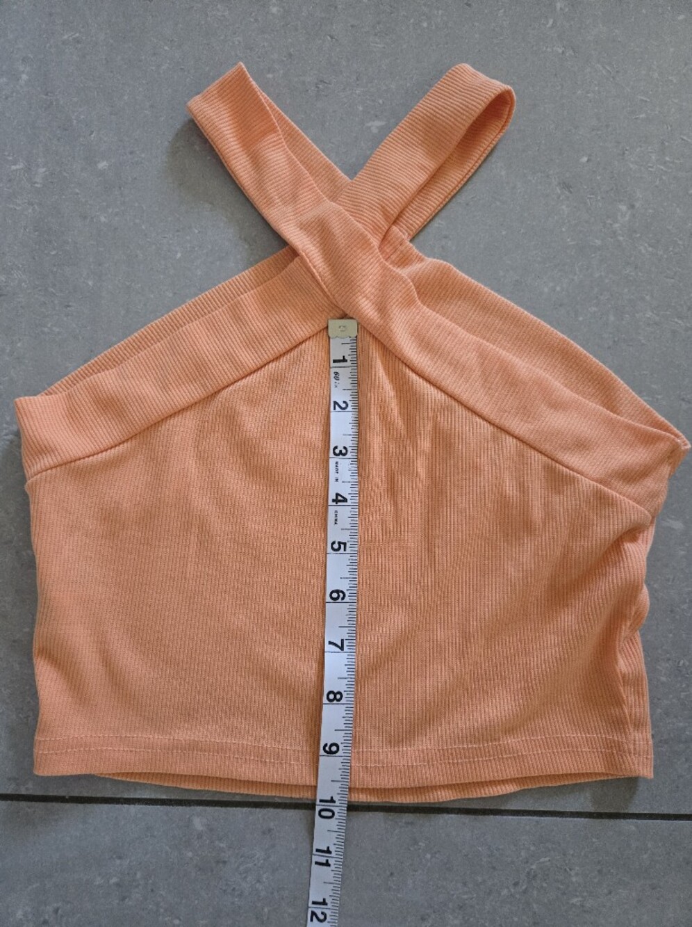 SHEIN Peach Cross-Back Ribbed Crop Top